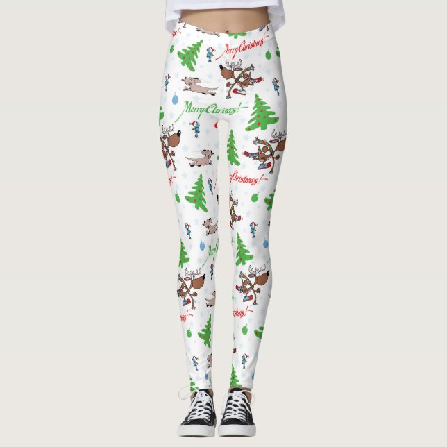 crazy christmas deer leggings (Front)