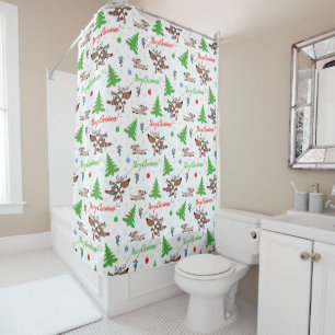 crazy christmas deer shower curtain