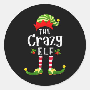 Crazy Christmas Elf Matching Pajama X-mas Party Classic Round Sticker