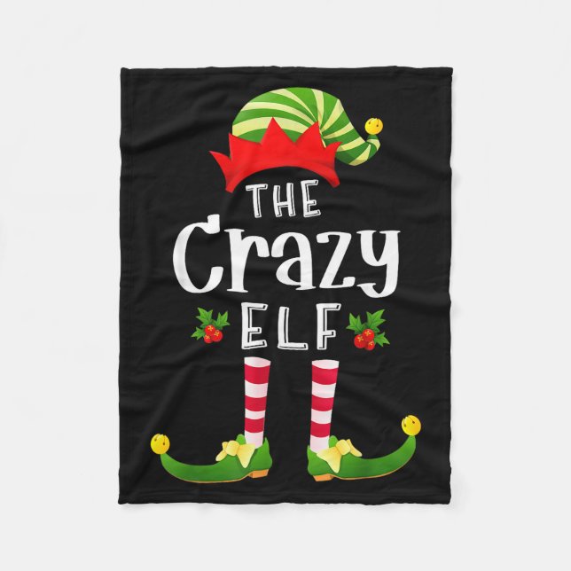 Crazy Christmas Elf Matching Pajama X-mas Party  Fleece Blanket (Front)