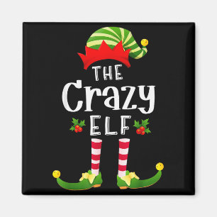 Crazy Christmas Elf Matching Pajama X-mas Party Magnet