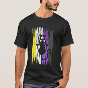 Crazy Climbing Cat Nonbinary Pride Funny Enby Powe T-Shirt