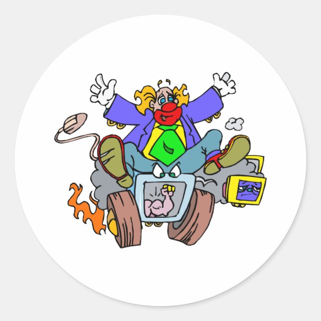 Crazy Clown Guy Classic Round Sticker (Front)