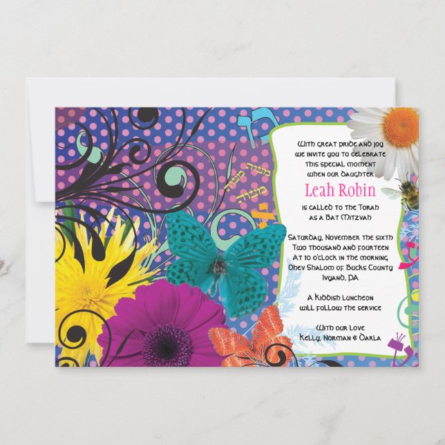 CRAZY COLLAGE Bat Mitzvah Invitation (Front)