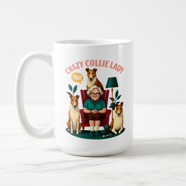 Crazy Collie Lady Coffee Mug (Left)