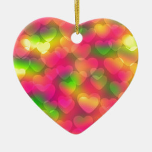 Crazy Colors, Hearts Bokeh-Heart Ornament