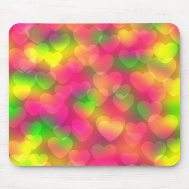 Crazy Colours Heart Bokeh-Computer Mousepad (Front)