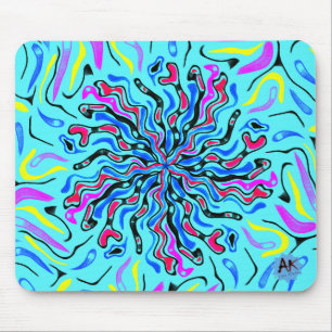 Crazy colours mandala doodle mouse mat