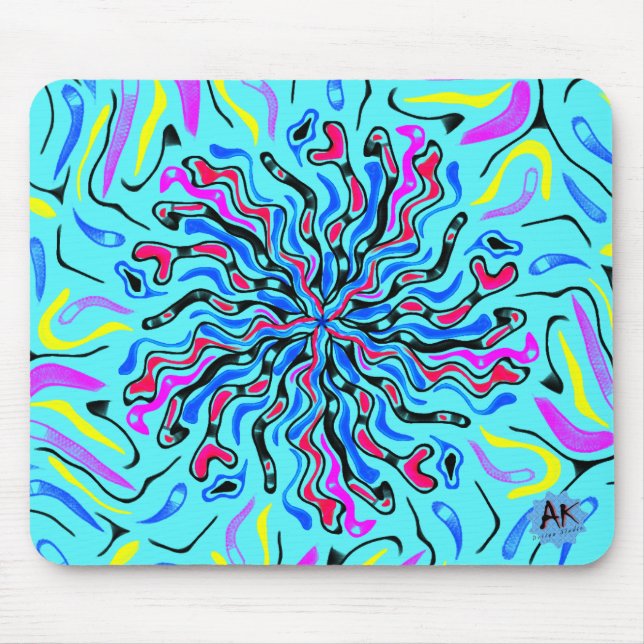 Crazy colours mandala doodle mouse mat (Front)