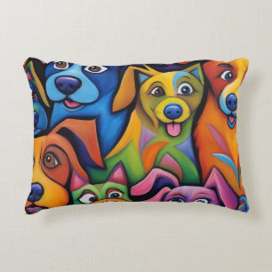 Crazy cool abstract dogs decorative cushion