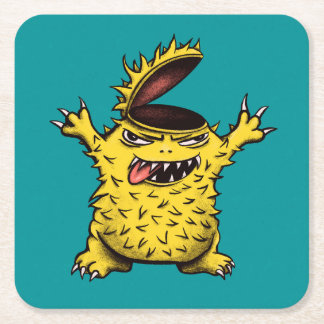 Crazy Cool Evil Character Square Paper Coaster