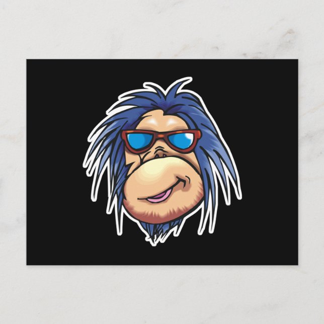 crazy cool monkey face postcard (Front)