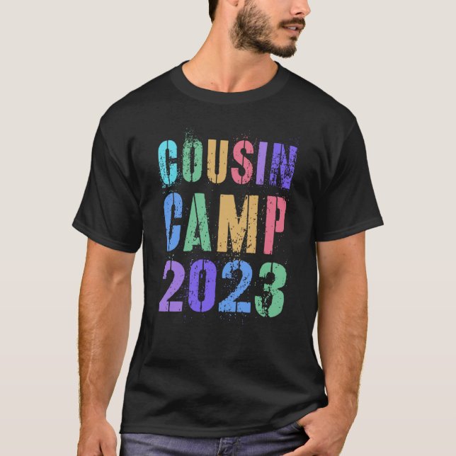 Crazy COUSIN CAMP Grandma Grandpa Sleepaway Sign A T-Shirt (Front)