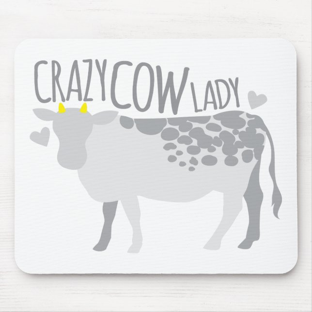 Crazy Cow Lady Mouse Mat (Front)