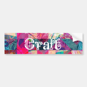 Crazy Craft Lady Colourful Pattern Vibrant Bumper Sticker
