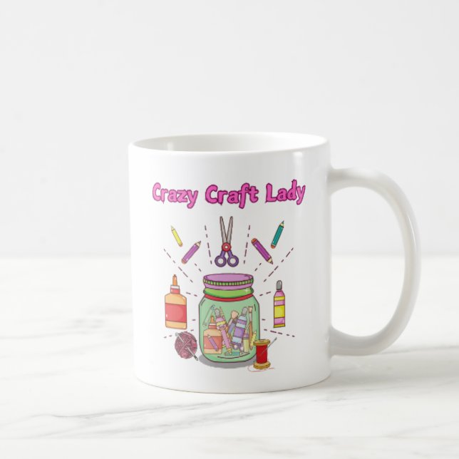 Crazy Craft Lady Mug, coffeemug for her, gift, Coffee Mug (Right)