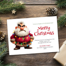 Crazy cranky Santa digital Christmas greeting card