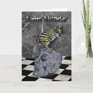 Crazy Creature Birthday Card zebrat on skull