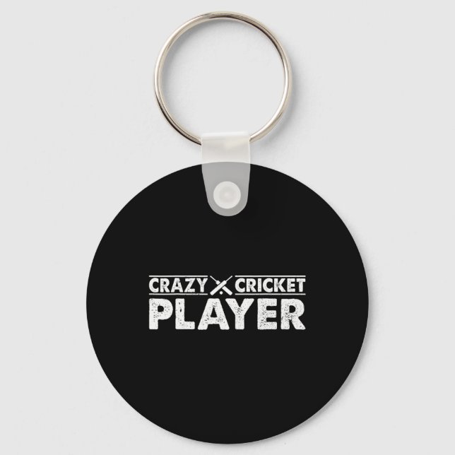 Crazy Cricket Player - Cricket Game Cricket Player Key Ring (Front)