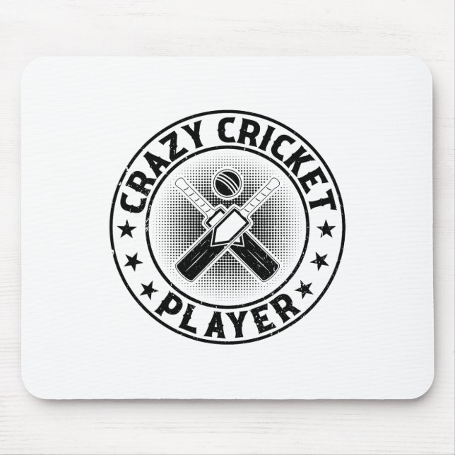 Crazy Cricket Player - Cricketing Cricket Player 1 Mouse Mat (Front)