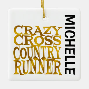 Crazy Cross Country Runner CUSTOM Ceramic Ornament