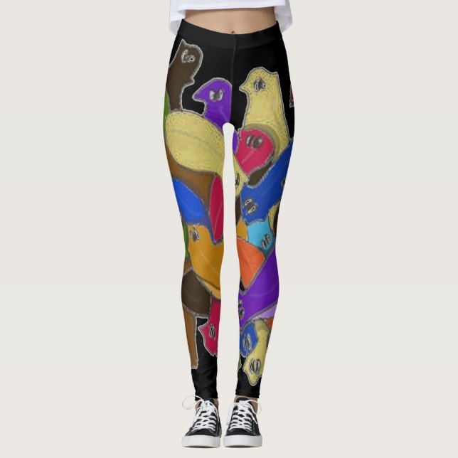 Crazy Cross Eyed Planarian Worm Leggings (Front)