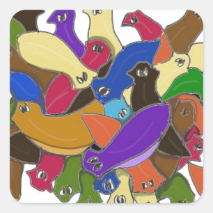 Crazy Cross Eyed Planarian Worms Design 2 Square Sticker