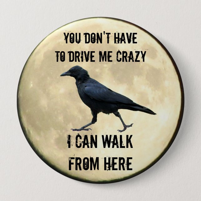 Crazy Crow and Full Moon Meme 10 Cm Round Badge (Front)