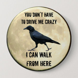 Crazy Crow and Full Moon Meme 10 Cm Round Badge