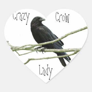 Crazy Crow Lady Heart Sticker