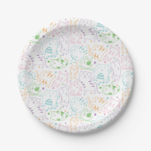 Crazy Cute Cats Colourful Cartoon Birthday Party Paper Plate