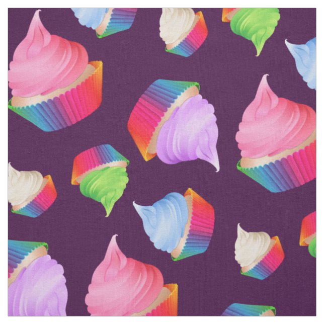 Crazy Cute Colourful Cupcakes Custom Colour Fabric (Swatch)