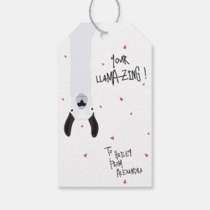 Crazy Cute Llama Pun Happy Valentines Day "Mine"  Gift Tags