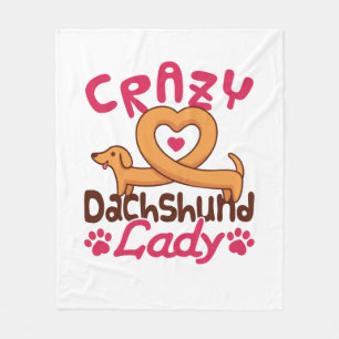 Crazy Dachshund Lady Doxie Mom Fleece Blanket