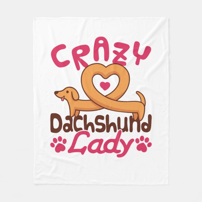 Crazy Dachshund Lady Doxie Mum Fleece Blanket (Front)