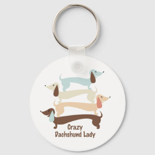 Crazy Dachshund Lady Keychain