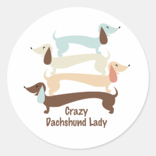 Crazy Dachshund Lady Stickers