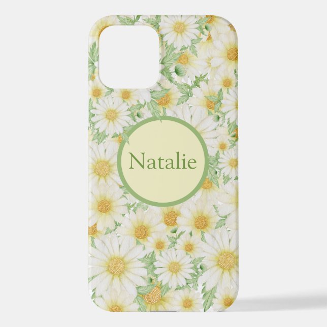 Crazy Daisy Floral Personalised  iPhone Case (Back)