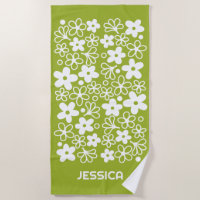 Crazy Daisy Pattern in Spring Green with Name