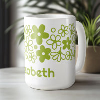 Crazy Daisy Pattern in Spring Green with Name