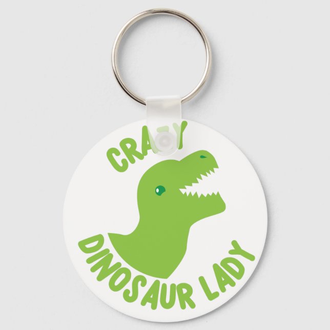 Crazy Dinosaur Lady (in a circle) Key Ring (Front)