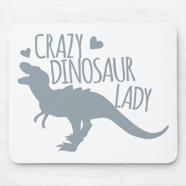 Crazy Dinosaur Lady Mouse Mat (Front)