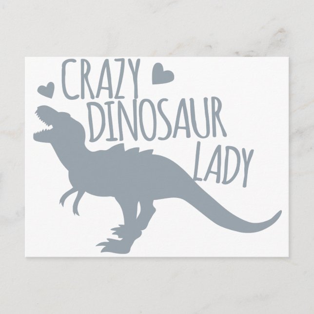 Crazy Dinosaur Lady Postcard (Front)