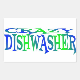 Crazy Dishwasher Rectangular Sticker