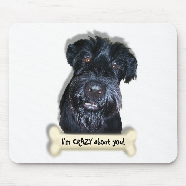 Crazy Dog and bone Mouse Mat (Front)