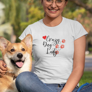 Crazy Dog Lady Heart Paw Prints T-Shirt