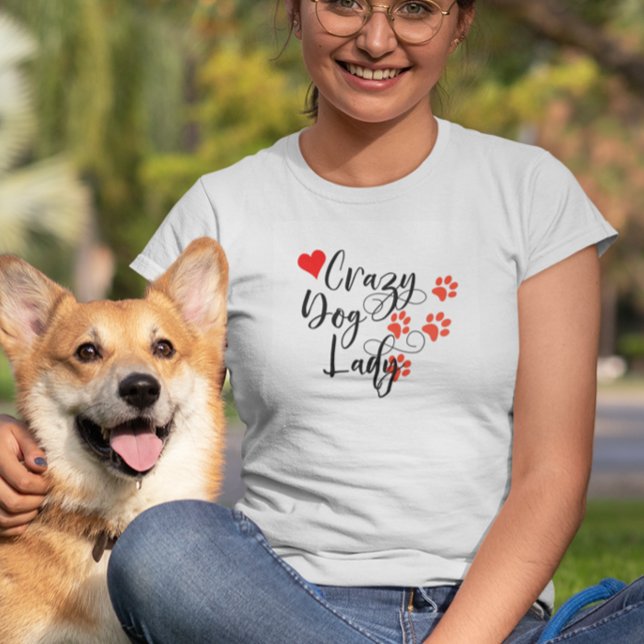 Crazy Dog Lady Heart Paw Prints T-Shirt (Creator Uploaded)