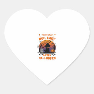 Crazy Dog Lady Loves Halloween Poodle Pumpkin Tomb Heart Sticker