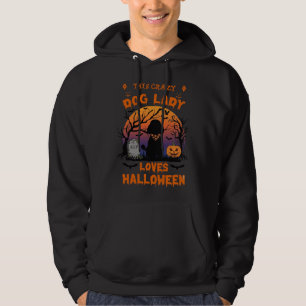 Crazy Dog Lady Loves Halloween Poodle Pumpkin Tomb Hoodie