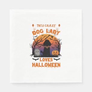 Crazy Dog Lady Loves Halloween Poodle Pumpkin Tomb Napkin